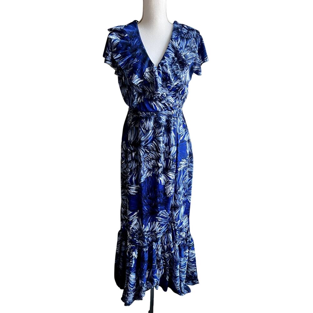 Apt 9 ruffled wrap look tiered floral maxi dress size small